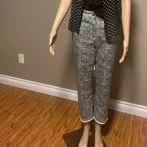 Olsen snakeskin print jeans 10 fringed grey/white